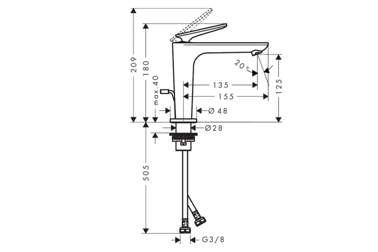 Змішувач Axor Citterio C 125 Cubic cut CoolStart для умивальника з д/к pop-up, Brushed Brass (49031950) зображення 2