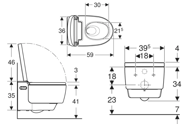 Унітаз-біде підвісний AQUACLEAN Mera Comfort + сидіння SoftOpening (146.210.11.1) image 2