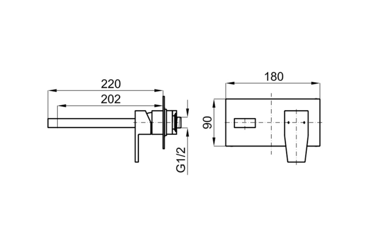 ACRO N Зовнішня частина вбудованого змішувача для умивальника без донного клапана, хромована (100157430)  зображення 2