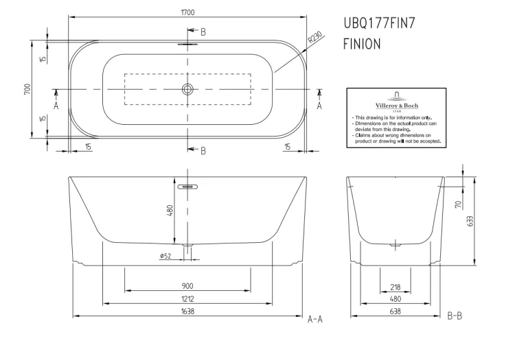FINION Ванна кварил з Led-підсвіткою Duo Freestanding 1700x700 Led DesignRing Water inlet (UBQ177FIN7N100V101)  Chrome image 3