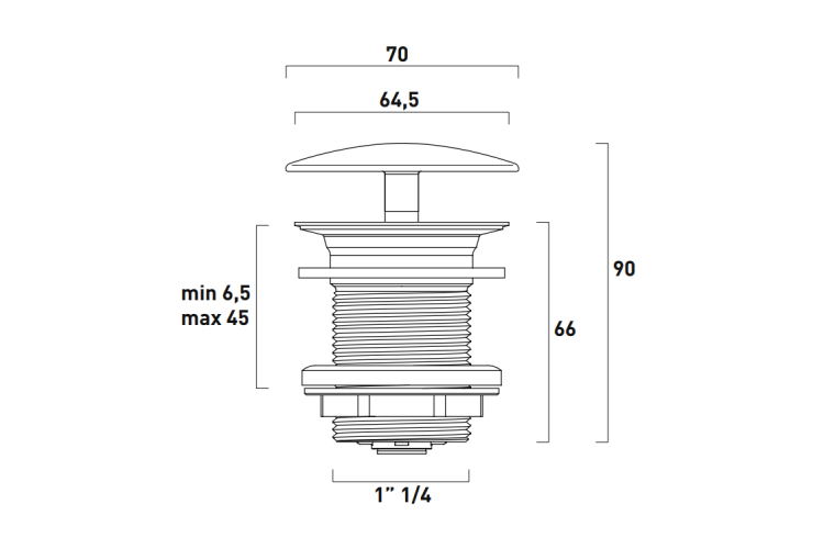 Клапан Клік-Клак для сифона з керамічною кришкою з переливом Bianco (PLTPCE) зображення 2
