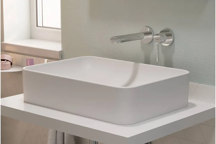 Змішувач Zesis S для умивальника зі стіни прихований монтаж 194 мм, Chrome (74750000) зображення 2