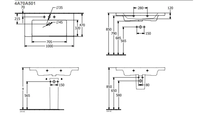 SUBWAY 3.0 Умивальник 1000x470 мм (4A70A501) зображення 7