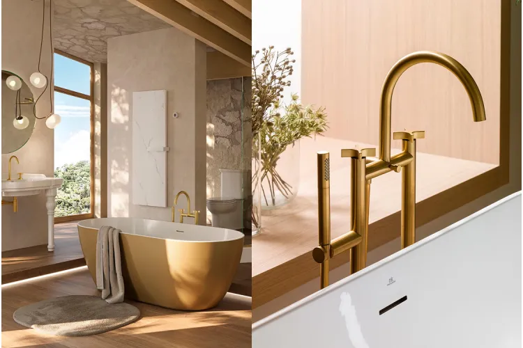 LIGNAGE CROSS, Змішувач підлоговий для ванни, brushed gold (100311367) зображення 2