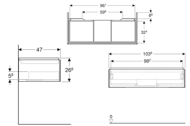 Тумба під умивальник ONE 105 см, 2 шухляди, білий мат (505.074.00.2) зображення 2