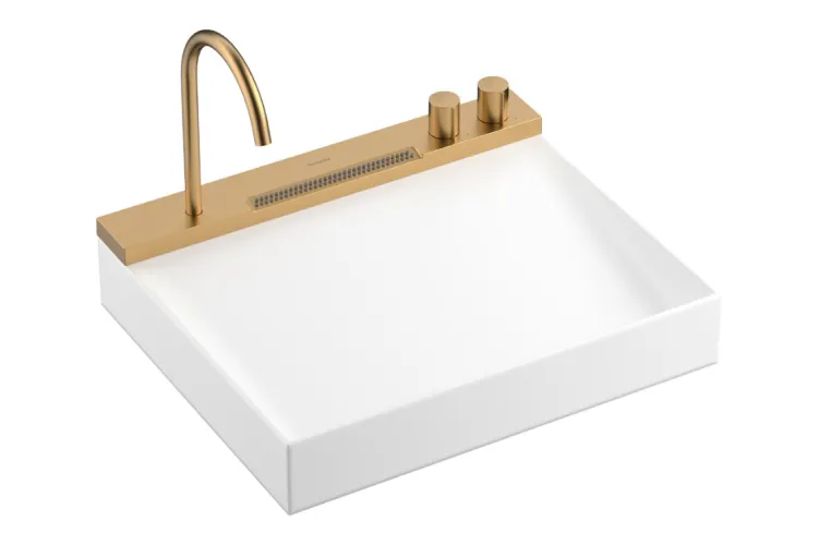 Умивальник Avalegra AquaUnit 580/475 без переливу QuickClean+ зі змішувачем, Brushed Bronze (22472140) зображення 1