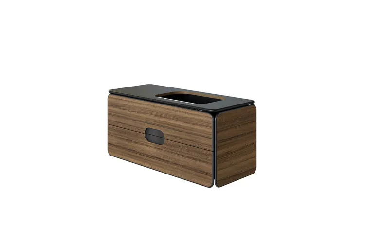 LOUNGE FLUID, Тумба підвісна 120x50, з/o під умив, 2 шухл, matt black/walnut (100390360) зображення 1