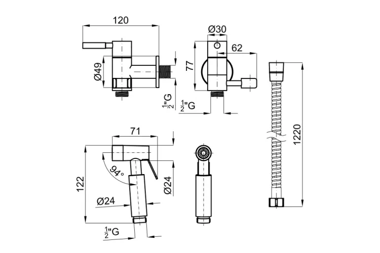 ROUND INOX, Комплект гігієнічного душу, brushed stainless steel (100311354) image 3