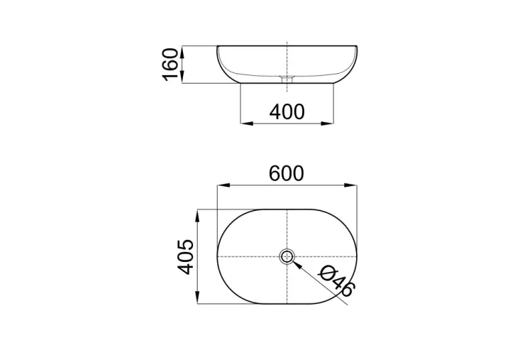 SLENDER Умивальник на стільницю 40.5x60 см без переливу, білий матовий (100255705) image 2