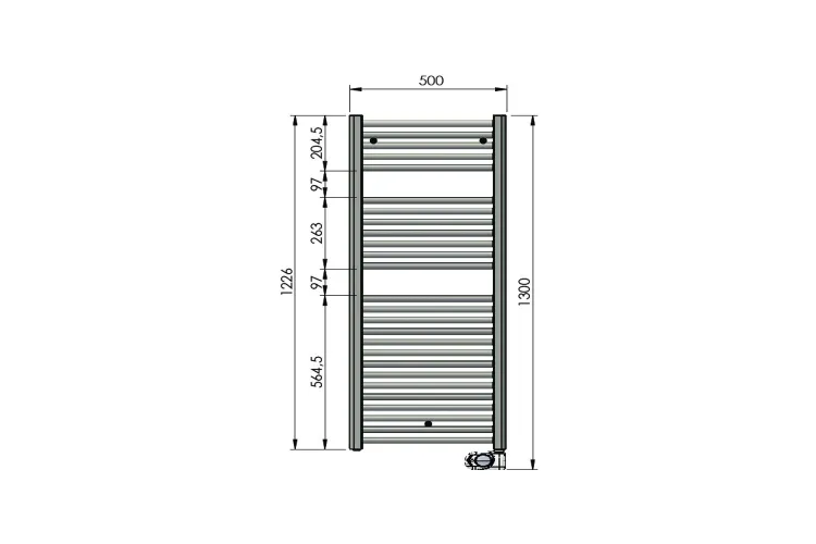 Рушникосушка електрична AURA 1226x500 сталь Chrome (PBECZ-120-50/MQ) зображення 3