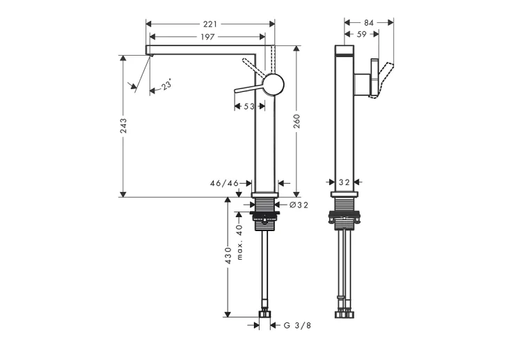 Змішувач Tecturis E 240 Fine CoolStart для умивальника з д/к Push-Open, Stainless Steel Optic (73073800) зображення 2
