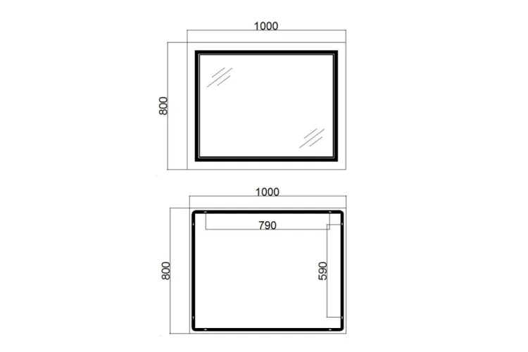 Qtap Cardinal  Дзеркало 1000х800 прямокутне, LED з антизапотіванням Touch image 7