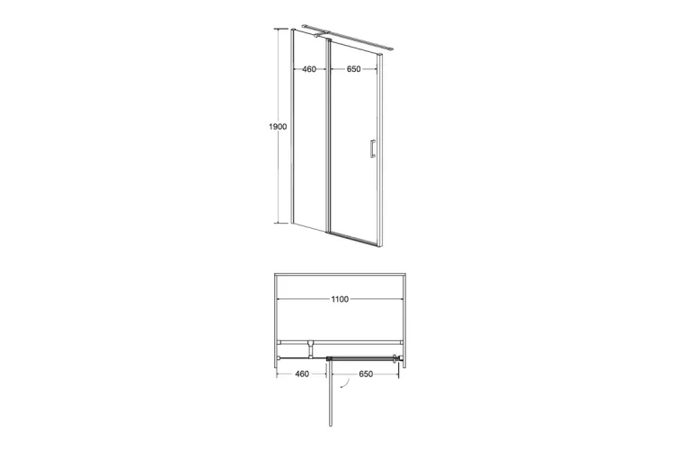 Душові двері Exo-C Black 120x190 прозорі, чорний мат зображення 4