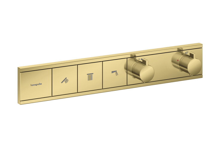 Термостат прихованого монтажу RainSelect на 3 клавіші, Polished Gold Optic (15381990) зображення 1