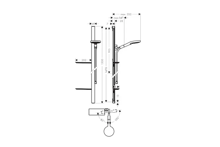 Душовий набір Raindance Select S 120/150 см 3Jet White/Chrome (27646400)  зображення 2