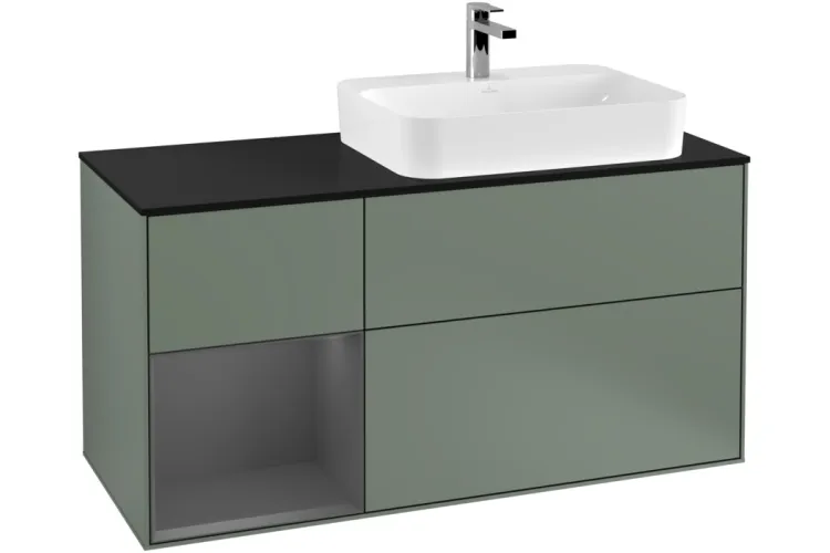 FINION Тумба під умивальник 1200x603x501 Glass Black Anthracite Matt, Olive Matt + LED (G392GKGM) зображення 1