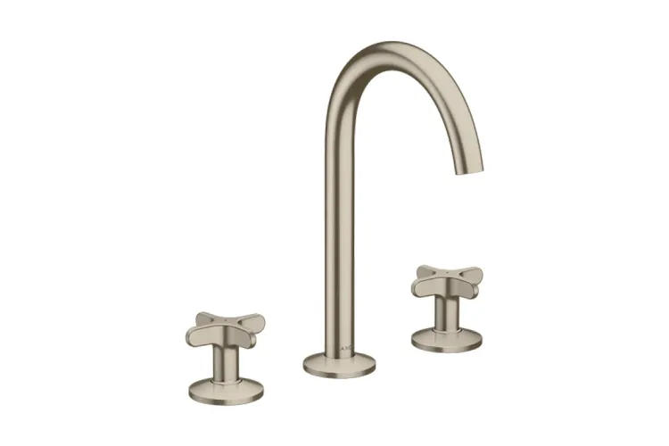 Змішувач AXOR One Cross 170 для умивальника на 3 отвори з донним клапаном push-open, Brushed Nickel 48040820  зображення 1