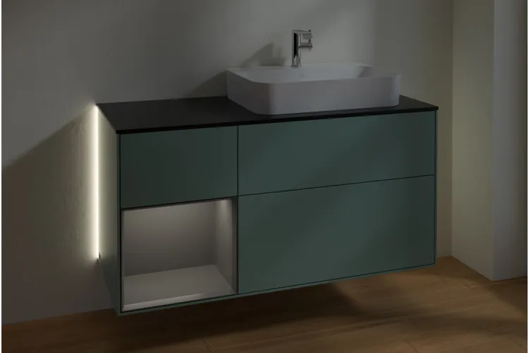 FINION Тумба під умивальник 1200x603x501 Glass Black Anthracite Matt, Olive Matt + LED (G392GKGM) зображення 5