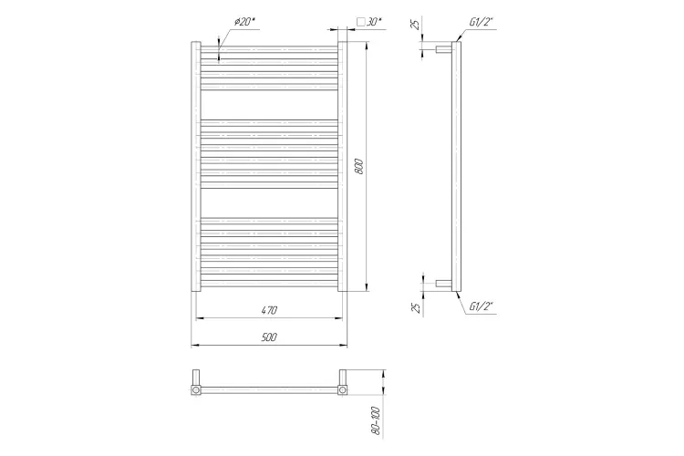 Рушникосушка Гера 800х500/470 бронза image 2