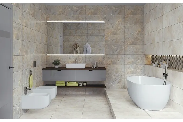 Сіра плитка у ванну кімнату GAMILTON від CERSANIT. Фото