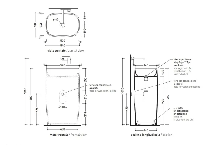 FLAG MONO Умивальник-колона підлоговий FANGO 54x38x90 (FG52PFAN) зображення 2