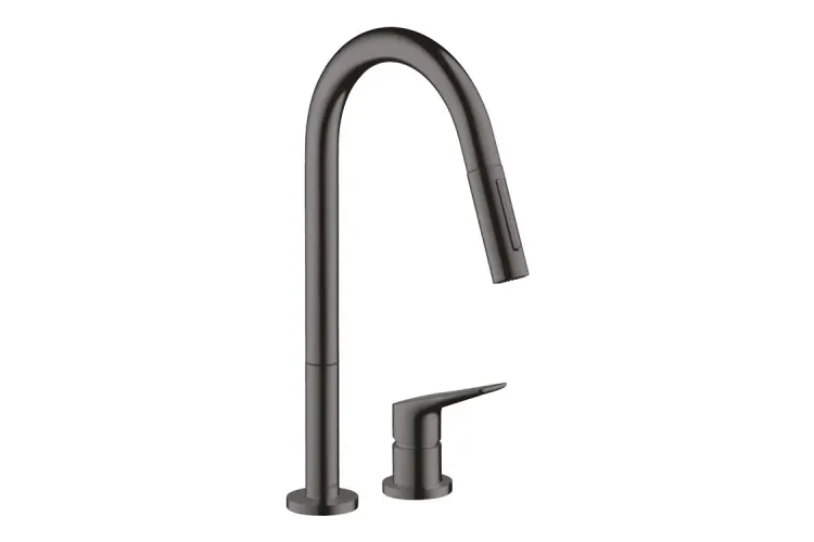 Змішувач Axor Citterio М 220 для кухні на 2 отвори з витяжним виливом EcoSmart, Brushed Black Chrome (34824340) image 1