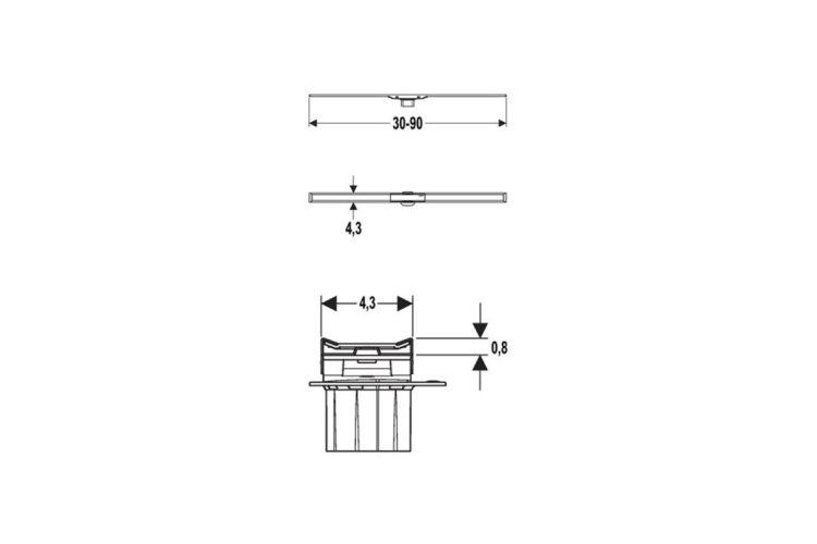 Декоративна накладка CleanLine 20: дренажний канал: полірований/матовий метал L30-90 см (154.450.KS.1) зображення 3
