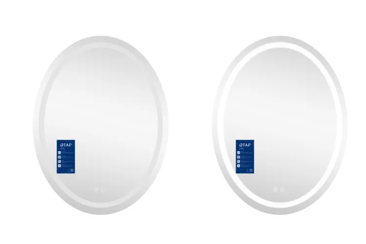 Qtap Mideya Дзеркало 500х700 овальне, LED touch switch, з годинником image 2