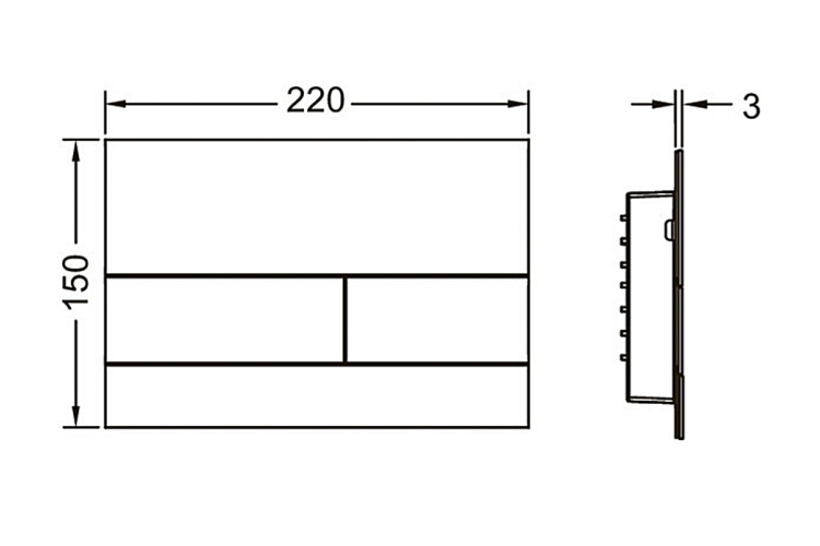 Панель змиву TECEsquare II Metal з двома клавішами Polished Black Chrome (9240837) image 2