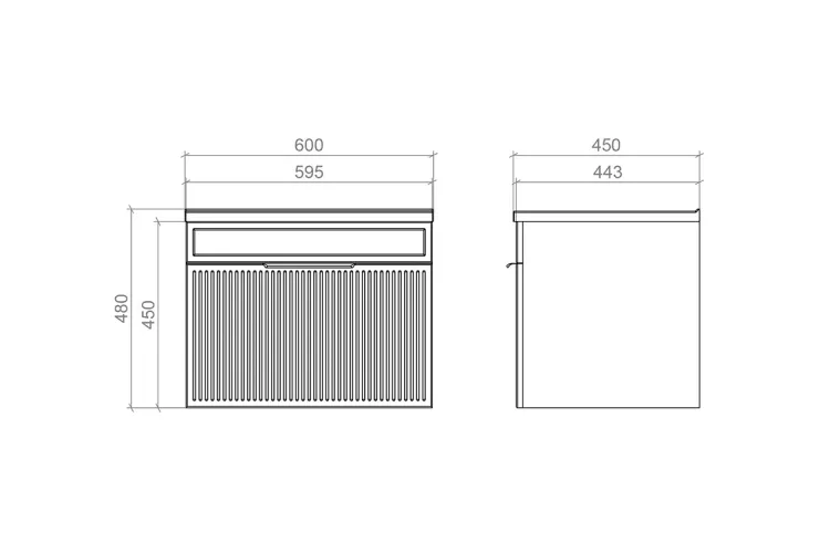 Тумба АДЕЛЬ біла з умивальником РОДЕО 60 підвісна (ручка чорна) зображення 3