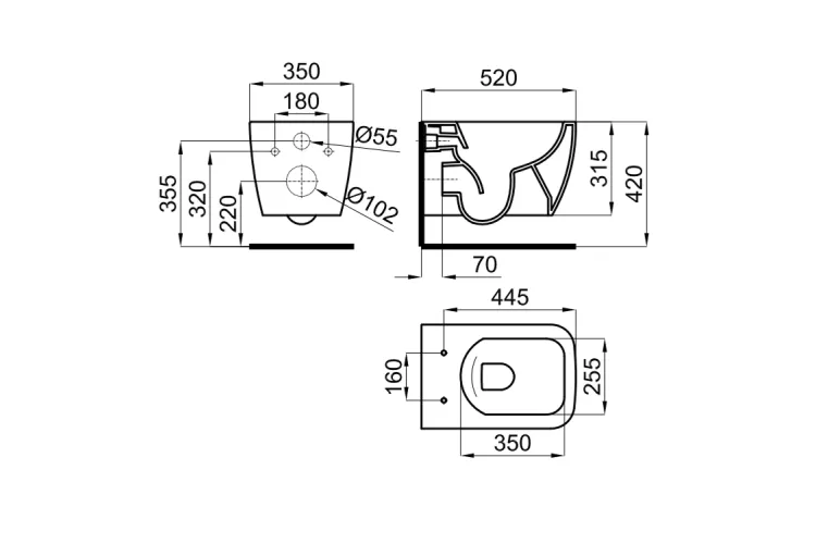 LOUNGE, Унітаз підвісний, з кріпленням, blueberry matt (700036430) зображення 2
