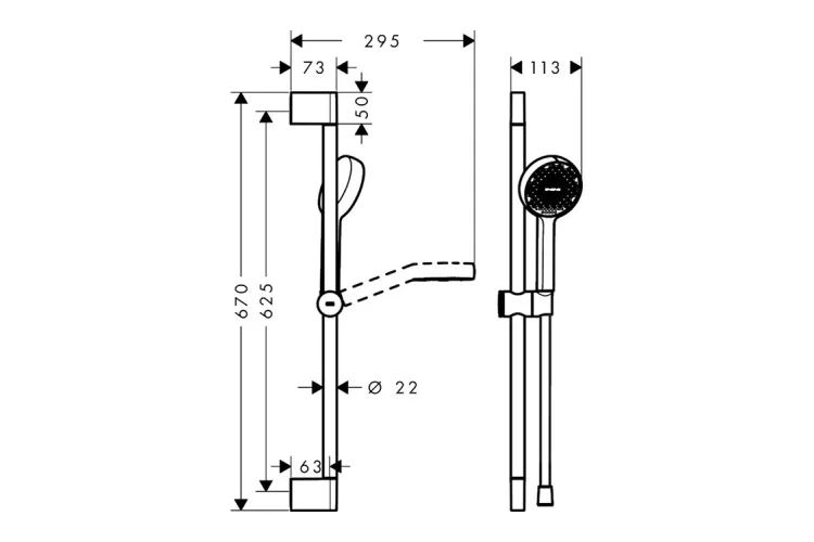 Душовий набір Activera Select S 1jet EcoSmart 65 см, Matt Black (28041670)  зображення 2