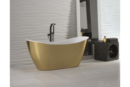 Ванна акрилова VIYA GLAM, колір золотий ретро 160х70 з сифоном клік-клак