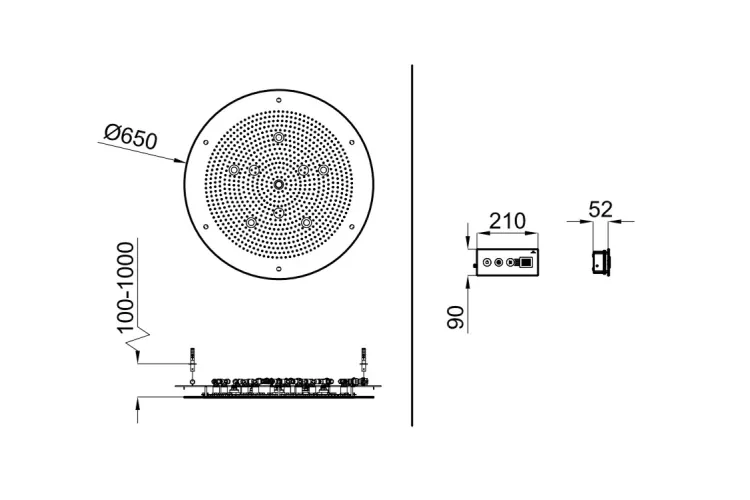 SEASONS ROUND, Верхній душ вбудований в стелю d 65см, polished stainless steel (700034504) зображення 4