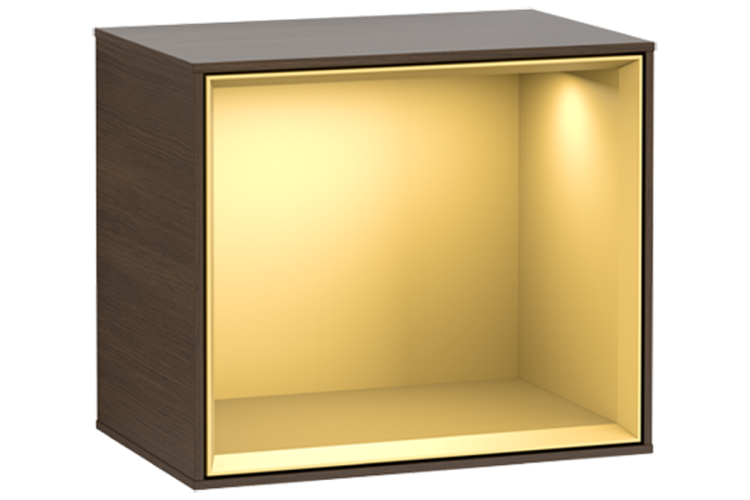 FINION Модуль 418x356x270, колір Walnut Veneer / поличка  Gold Matt + 3 LED підсвітки  (G580HFGN) image 1