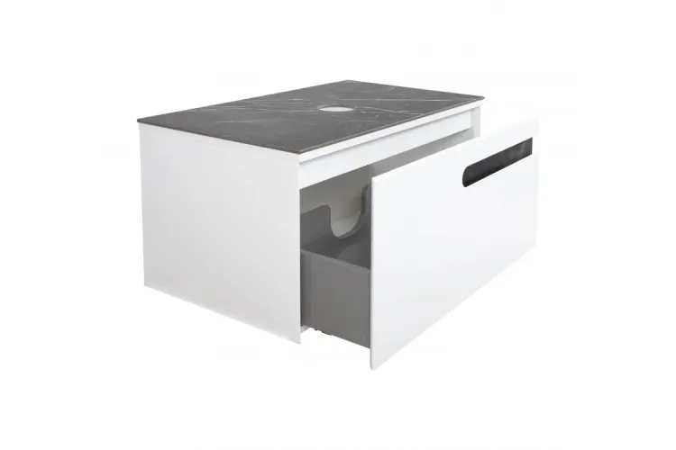 Тумба ОСТІН зі стіл. керамограніт Namibia Black 80 см (конс.) , білий мат, без умивал. image 3