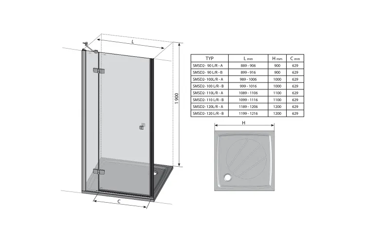 Душові двері SMSD2-100 B-R Хром Transparent 0SPABA00Z1 зображення 3