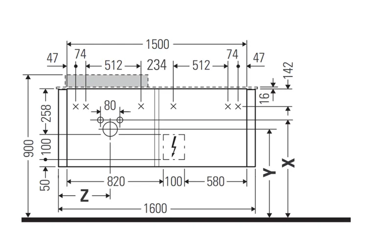 HAPPY D.2 Plus Консольна тумба на 4 шухляди 160х55 см Graphite Super Matt (HP4973L8080) зображення 3
