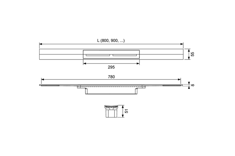 Полірований душовий профіль 900 мм для сифона Drainprofil TECE (670910) зображення 2