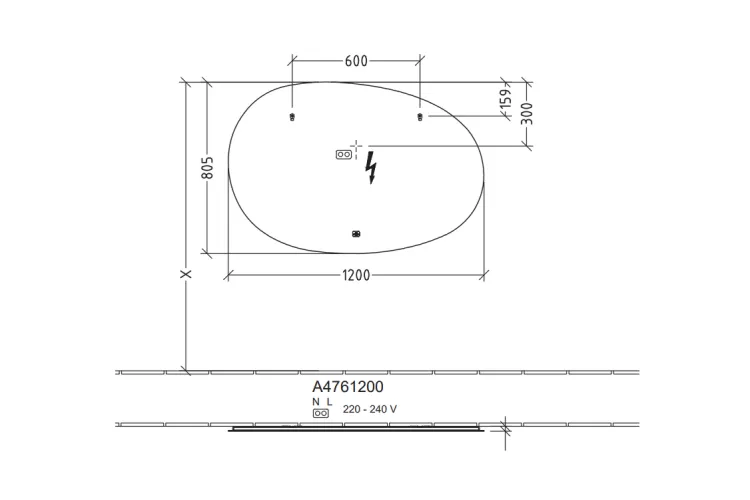 ANTAO Дзеркало асиметричне 120х80,5х3,8 см LED підсвітка (A4761200) зображення 7
