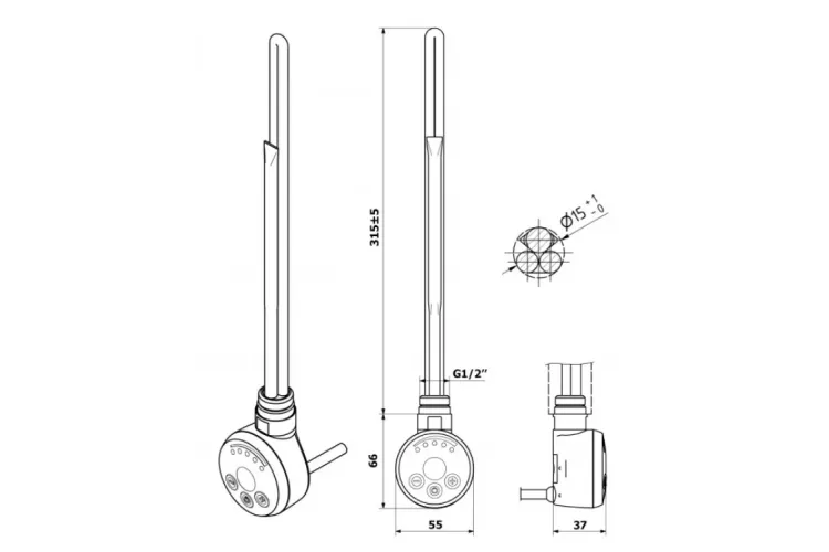 ТЕН для сушки Маріо MEG 0-600W (TERM), чорний image 2