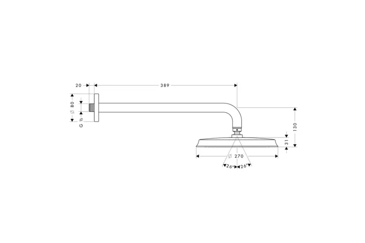 Верхній душ Raindance Classic AIR 240 мм з тримачем 383 мм, Chrome/Gold Optic (27424090) зображення 2