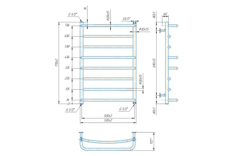 Рушникосушка INOX Люкс 770х530/500 зображення 4