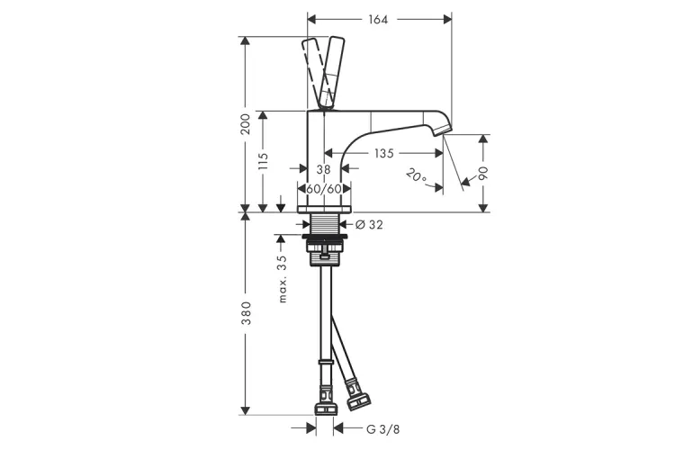 Змішувач Axor Citterio E 90 для умивальника  Polished Black Chrome 36102330 image 2