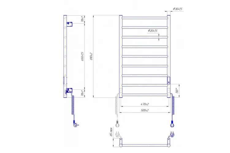 Рушникосушка Урбан-I 810х500/85 TR K 2.0. зображення 4