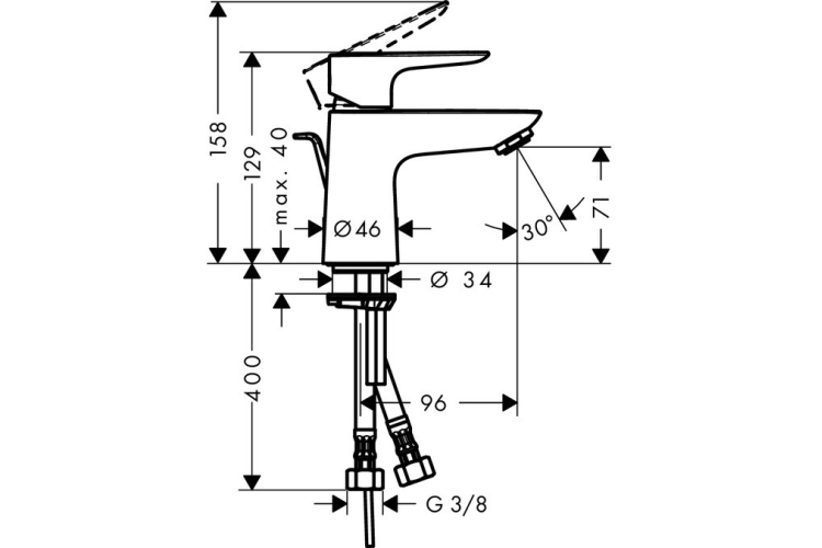 Змішувач Talis E 80 для умивальника з донним клапаном (71700000) image 2
