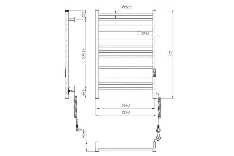 Рушникосушка ЕЛЕКТРИЧНА HF Derby 770х530 приховане підключення, білий мат image 4
