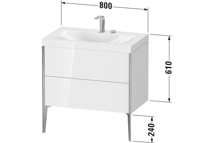XVIU Комплект шафа підлогова з умивальником 80х48 см (XV4710OB218P) білий матовий/чорний матовий зображення 2