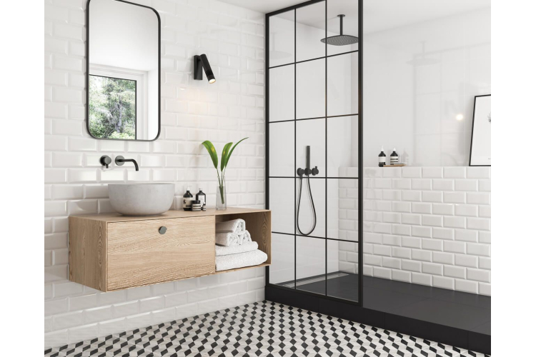 Сучасний дизайн чорно-білої ванної кімнати плиткою PARADYZ MOONLIGHT. Фото 4