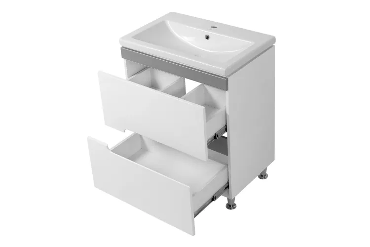 Тумба ВЕРОНА сіра + УМИВАЛЬНИК ГЛОРІЯ 90 з 2-ма шухлядами на ніжках зображення 2